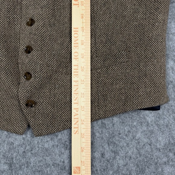 J Crew Vest Mens XL Brown Wool Blend Tweed Waistcoat Preppy Formal Business - Picture 7 of 11